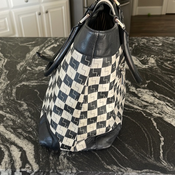 Lamb black and white checked purse - Picture 5 of 6